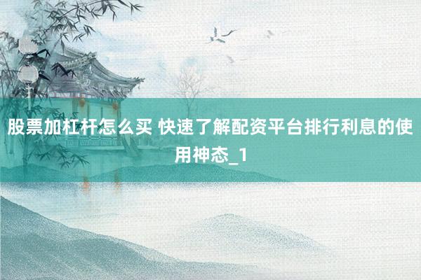 股票加杠杆怎么买 快速了解配资平台排行利息的使用神态_1
