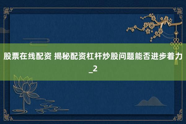 股票在线配资 揭秘配资杠杆炒股问题能否进步着力_2